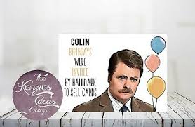 A2 (5.5 x 4.25)all greeting cards are printed on . Personalised Ron Swanson Birthdays Are Made Up Birthday Card A5 260gsm Gloss Ebay