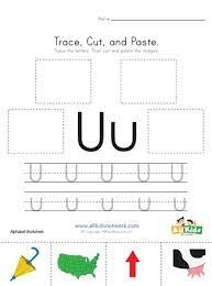 trace cut and paste letter u worksheet all kids network