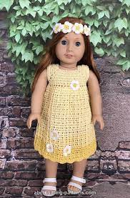 This crochet 18″ doll dress is worked in a simple striped pattern with a pretty ruffled edge along the bottom. Abc Knitting Patterns Daisy Sundress For 18 Inch Dolls