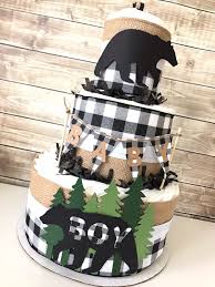 Black And White Checkered Cake Ribbon Lumberjack Diaper Cake In Black And White Buffalo Check Buffalo Check Baby Shower Centerpiece Virtual Woodland Baby Shower Decoration In 2020 Woodland Baby Shower Decorations Baby Shower Woodland Buffalo Plaid Baby Shower