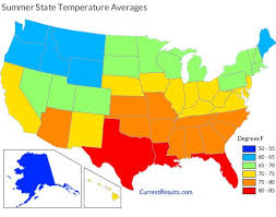 Summer Temperature Averages For Each Usa State Us Temperature Map Usa States Summer Temperature