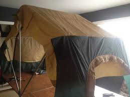 Diy Roof Top Tent That Me And My Girlfriend Made In 2020 Diy Roof Top Tent Roof Top Tent Family Tent Camping