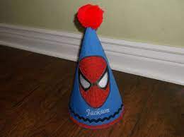 Birthday Hat Spiderman Theme Birthday By Ladybugsdragonflies 27 99 Kids Party Themes Birthday Hat Birthday Party Hats