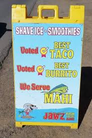 Coconut's fish tacos like most of its competitors in hawaii profit from the abundance of ahi tuna fish in the surrounding ocean and serve it generously on almost everything. Menu Jawz Fish Tacos Food Truck Food To Eat In Maui Hawaii Travel Blog Flashpacking America