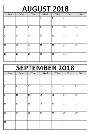 August September 2018 Calendar Printable Template September Calendar Printable September Calendar Calendar Printables