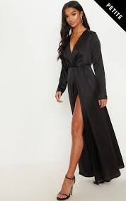 Petite Black Twist Front Maxi Dress