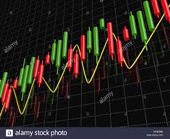 3d rendering of forex index candlestick chart over dark