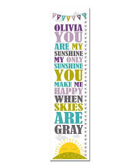 Finny And Zook Purple You Are My Sunshine Personalized Growth Chart