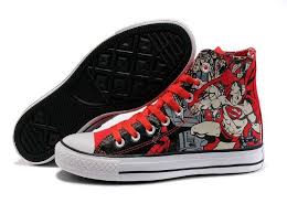 Black And Red Converse High Tops Superman Chuck Taylors Black Red Girls Sneakers Converse Chuck Taylors