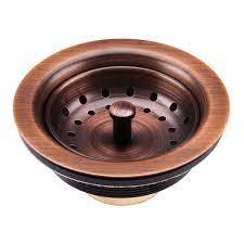 Double bowl hammered copper kitchen sink antique belfast farmhouse butler style. Sinkology Kitchen Sink 3 5 Strainer Drain Solid Brass With Post Styled Basket In Antique The Home Depot Canada