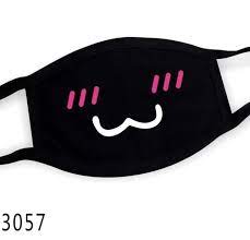 Kawaii K Pop Black Anime Mouth Mask 4 Pcs Worldwide Kuru Store Fashion Face Mask Mask Mouth Mask