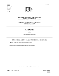 Latihan soalan percubaan matematik spm kertas 1 + jawapan (set 2) …………………………. Bahagian A Bank Soalan Spm