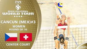 These female volleyball players are in top physical condition and it shows as they compete in tough matches. Hermannova Slukova Cze Vs Betschart Huberli Sui Women S Round Of 16 4 Cancun 2021 3 Beach Volleybox