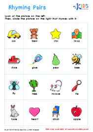 rhyming pairs worksheet free printable pdf for kids