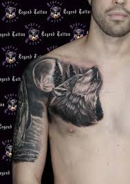 Howling Wolf Tattoo Lobo Tatuagem Tatuagem No Peito Tatuagens Peito