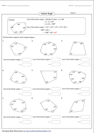 Find The Interior Angle Of Each Polygon Angles Worksheet Geometry Worksheets Geometry Angles