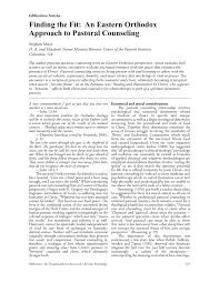 Pdf Finding The Fit An Eastern Orthodox Approach To Pastoral Counseling