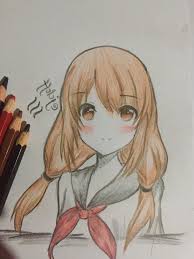 How To Draw Anime Face Red Bow Blonde Hair Pencil Sketch Brown Eyes Anime Drawings Anime Character Drawing Drawing Anime Bodies