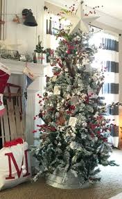 Farmhouse Flocked Tree Rustic Christmas Tree Farmhouse Christmas Decor Country Christmas Trees
