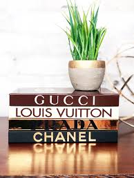 Chanel Louis Vuitton Gucci Prada 4 Book Set Black Gold Beige Brown Designer Book Set Bookshelf Decor Desi Book Decor Book Design Bookshelf Decor