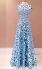 A Line Scalloped Neck Backless Sky Blue Lace Evening Prom Dress With Sash Light Blue Prom Dress Turquoise Bridesmaid Dresses Prom Dresses Blue