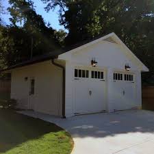 The backup battery comes in handy. Detached Garage Two Car White Painted Ideas Garage Door Design Detached Garage Designs Garage Exterior