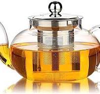 Hiware Glass Teapot with Stainless Steel Infuser & Lid, Borosilicate Glass  Tea Pot Stovetop Safe, Blooming & Loose Leaf Teapots, 27 Oz