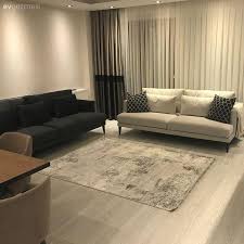 Modern Stil Salon Modern Stil Hali Gri Fume Renk Ile Dekorasyon Fon Perde Perde Sade Tuller Tul P Oturma Odasi Takimlari Ev Dekoru Ikea Oturma Odasi