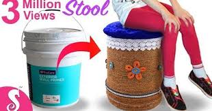 Make Sitting Stool From Reusing Waste Paint Bucket Best Out Of Waste Home Decorating Idea Youtube Paint Buckets Diy Stool Best Out Of Waste