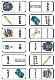 Dominoes School Things Vocabulary Freebie Back To School