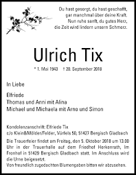 Певец tix (норвегия) © www.globallookpress.com. Traueranzeigen Von Ulrich Tix Wirtrauern
