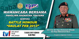 Kunjungan kehormatan panglima angkatan tentera malaysia (atm) ybhg jeneral tan sri dato' sri haji affendi bin buang di. Mindef Malaysia On Twitter Saksikan Wawancara Bersama Panglima Angkatan Tentera Sempena Battle Honour Daulat Feb 2013 Pada 7 Ogos 2017 Isnin Jam 8 30 Pagi Https T Co Wen6ltobpq