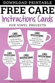 Free Care Instructions Cards For Vinyl Drinkware Projects Cricut Projects Beginner Cricut Free Cricut Projects Vinyl