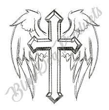 The cross design is as timeless as the sea. Cross Wings Digitized Embroidery Design Angle Wings Drawing Digitized Embroidery Designs Wings Drawing