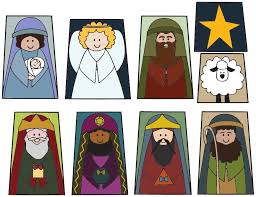 Printable Finger Puppet Christmas Nativity Set In Color Or Black And White Nativity Printables Nativity Characters Nativity Set