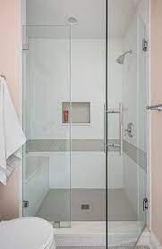 White And Grey Shower The Shower Features A Classic Combination Of White And Grey Tiles Not Trendy Bathroom Tiles Master Bathroom Shower Walk In Shower Designs