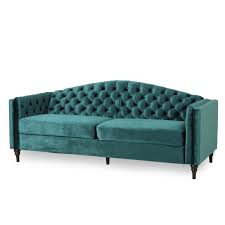 Check spelling or type a new query. Noble House Antoine Button Tufted Velvet Sofa In Teal And Dark Brown 310758
