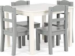 ( 4.7) out of 5 stars. Amazon Com Humble Crew Kids Wood Table 4 Chairs Set White Grey Furniture Decor