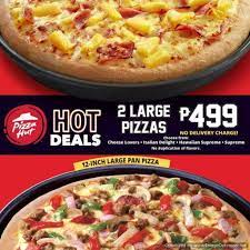 Two 2 Large Pizzas For Php499 At Pizza Hut Hot Deals Take Out And Delivery Only Restaurant Recipes Famous Large Pizza Pizza Hut