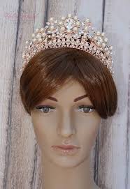 FAST SHIPPING!!! Rose Gold Wedding Tiara With Pearls, Rose Gold Crystal  Bridal Tiara, Queen Crown, Princess Tiara, Quinceañera, Sweet 16