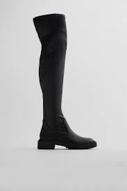 Low Heeled Stretch Tall Boots Trf Zara United States Boots How To Stretch Boots Heel Stretch