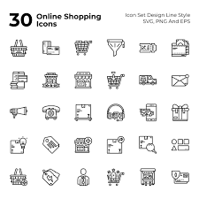 Download 30 Online Shopping Icon Set Line Style Graphicsfamily