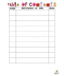 Table Of Contents Reading Journal Reading Journal 3rd Grade Reading Reading Writing