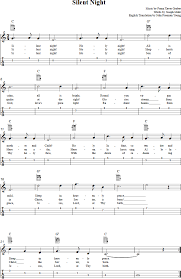 Like tab, you read music left to right with notes that are vertical are played at the same time e.g. Silent Night Ukulele Chords Sheet Music Tab Lyrics