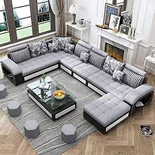 Sofa set design for living room. Best Furniture Living And Dining Hall Nylon U Shape Sofa Set 3 2 2 Corner 4 Pease Puffy Dewan Standard Size Silver Amazon In Furniture