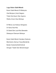 Memakai nama dan lambang palang merah atau bulan sabit merah. Lirik Lagu Bulan Sabit Merah Malayirki