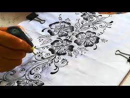 Beautiful Creative Liquid Embroidery Design On White Kurti Fabric Painting Designer Kurti Fabric Painting Fabric Paint Designs Fabric Painting Techniques