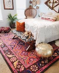 A colorful moroccan bedroom in purple, blue and emerald, with gold touches and a framed mirror is a fersh take on eastern bedrooms. Our 20 Favorite Bohemian Style Bedrooms That Are Serving Up Major Inspo Hunker Bohemian Style Bedrooms Modern Bohemian Bedroom Boho Bedroom