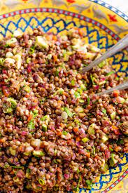 Mediterranean Lentil Red Onion And Avocado Salad The Mom 100 Recipe Red Lentil Salad Lentil Recipes Salad Recipes