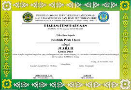Demikianlah surat ini saya buat, terima kasih atas kesempatan dan perhatiannya. Asroni Maulana Contoh Piagam Penghargaan